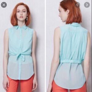 Anthropologie Mauve Green Sleeveless Blouse NWOT 2